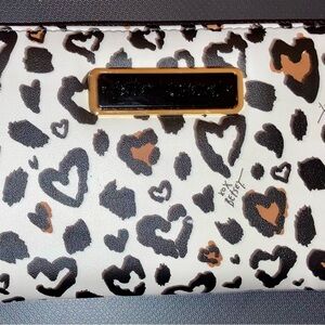 Betsey Johnson Black and Brown Heart Leopard Wallet